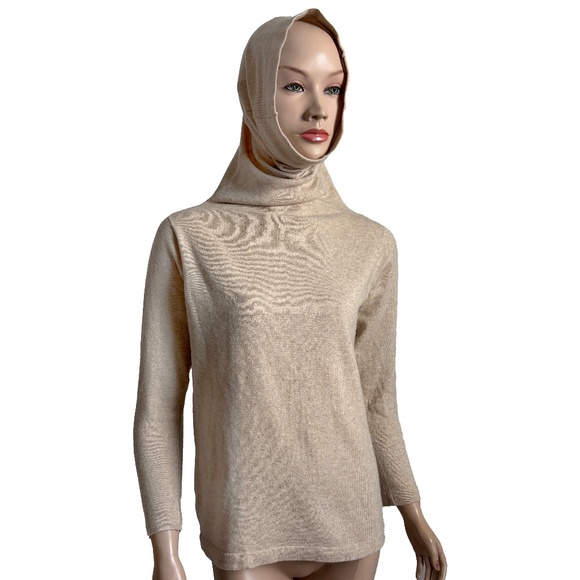 Bonnie Cashin Sweater Funnel Neck Cowl Cashmere Oatmeal Wool Vintage 1970s Rare - Picture 5 of 12